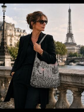 Glamour Paris Grey Canvas Boho Bag